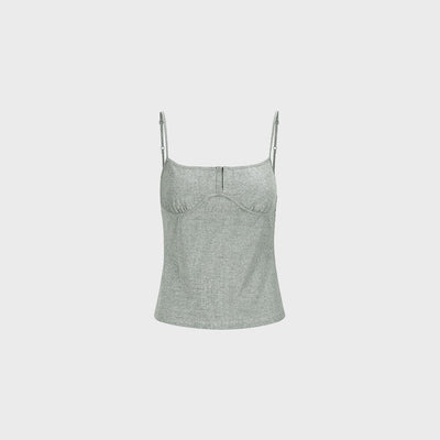 LUREX-DETAILED SLEEVELESS TOP GREY (F24TO9061GY)