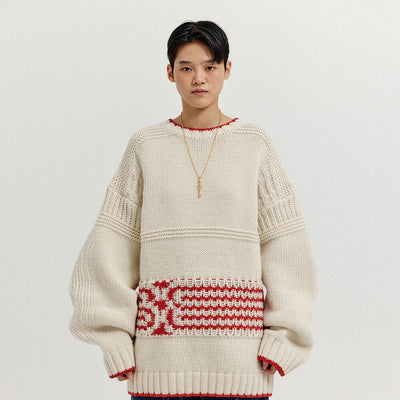 EENK XANTHE Jacquard Knit Pullover - Ivory