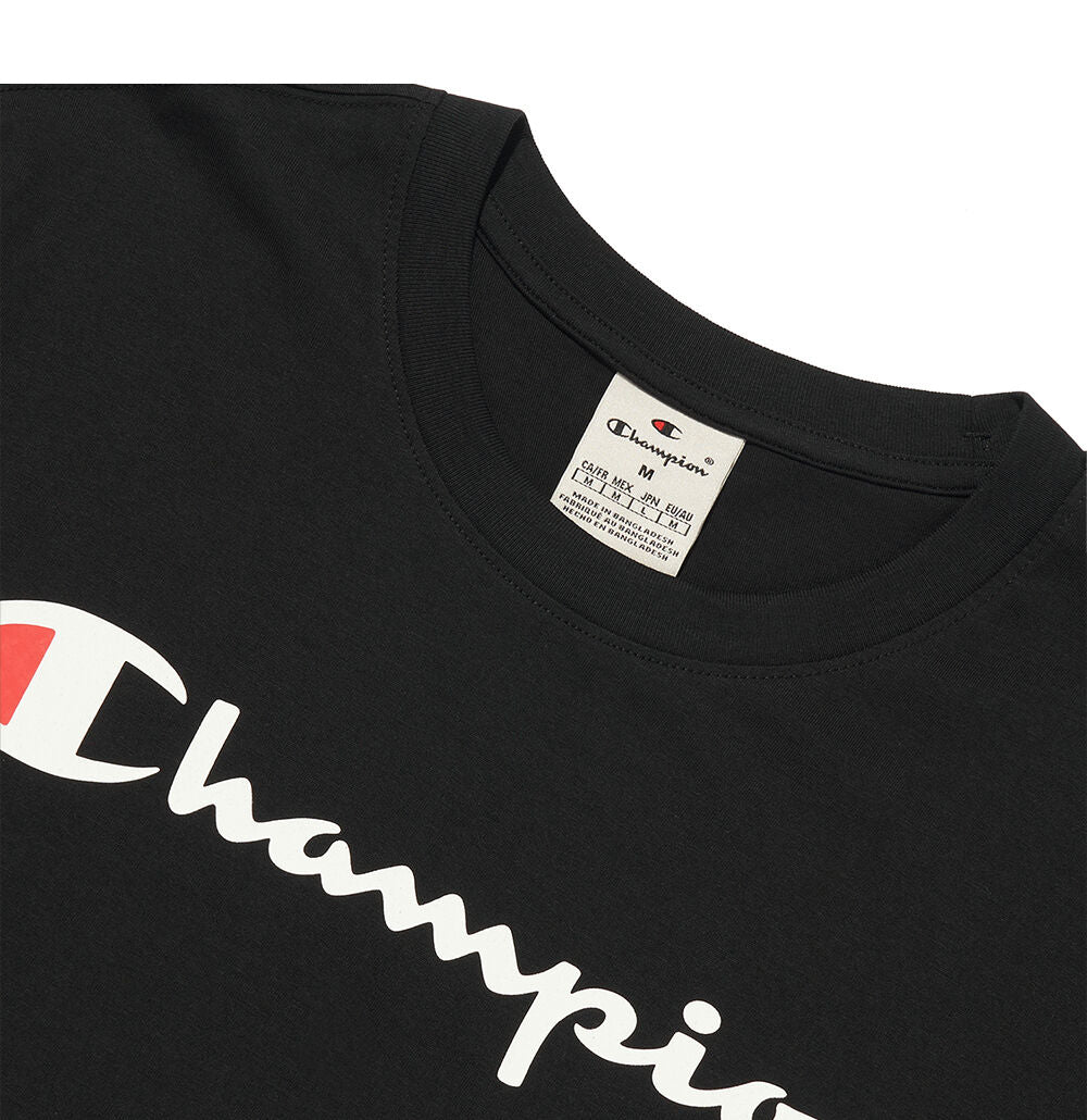 CHAMPION Big Script Logo Cotton Short Sleeve T-Shirt Black