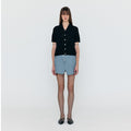 EENK WENETA Asymmetric Front Denim Mini Skirt - Grey Blue
