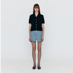 EENK WENETA Asymmetric Front Denim Mini Skirt - Grey Blue