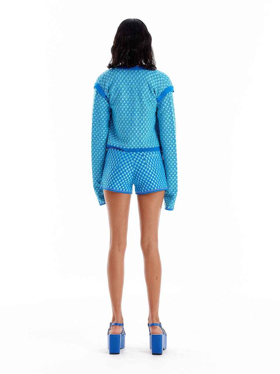 EENK EENK ULTRA Gingham Vest Cardigan - Blue