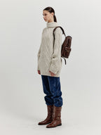 EENK EENK XOEBE Cable Knit Collared Turtleneck - Ivory