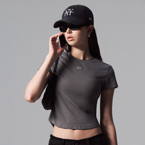 OUTDOOR VOICES (W)OV CENTRAL LOGO BABY TEE (GRAY)