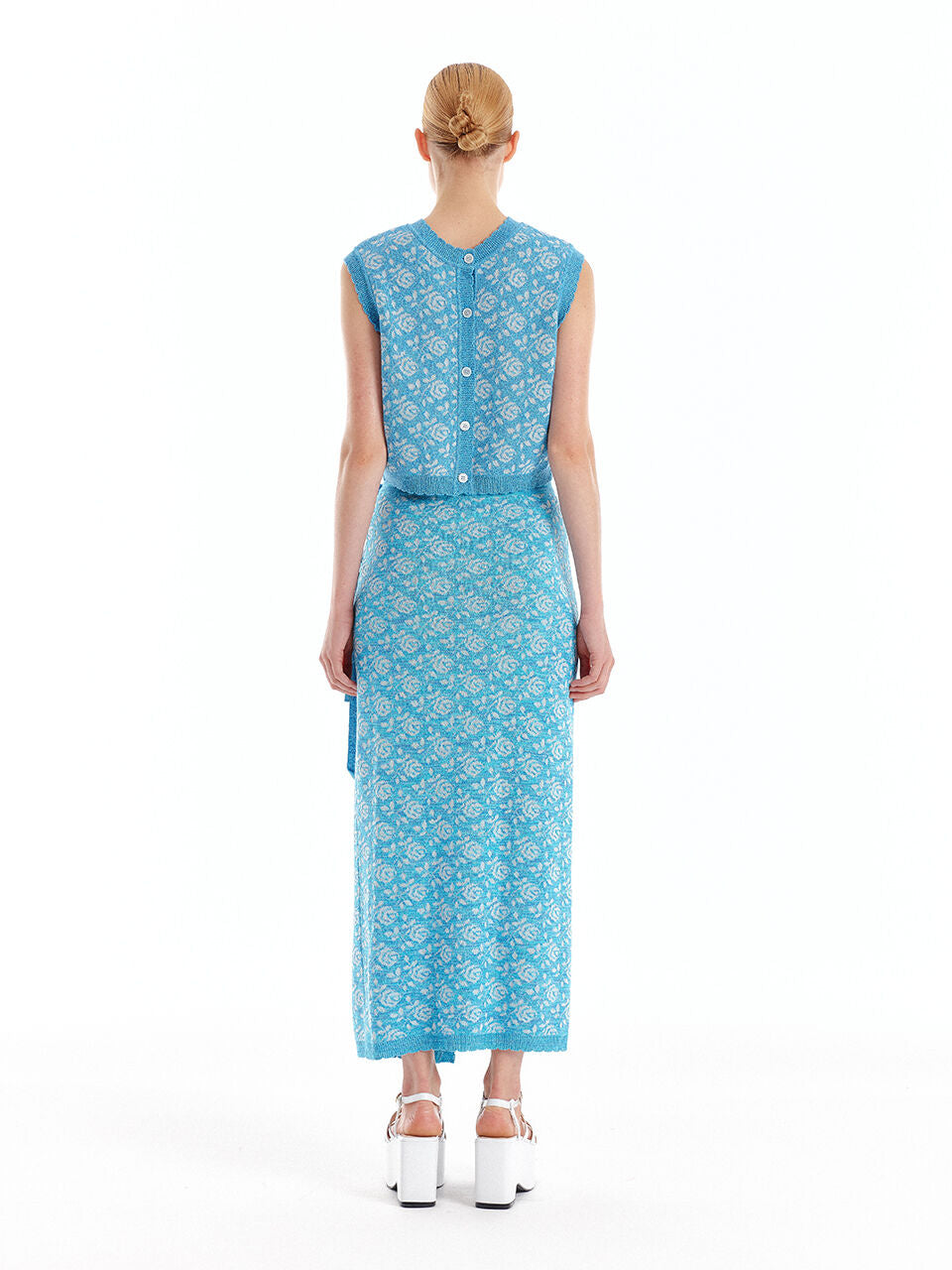 EENK EENK ULORA Floral Jacquard Knit Vest - Sky Blue