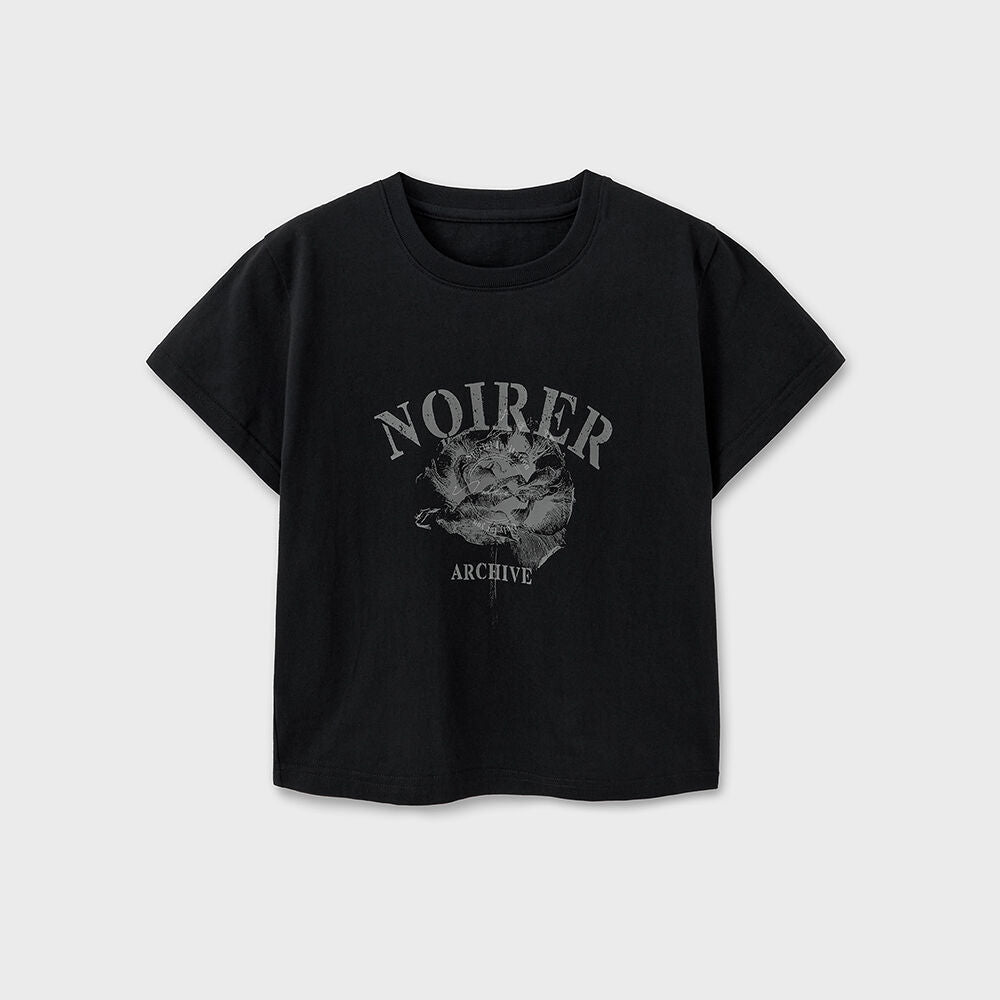 NOIRER FOR WOMEN Archive Print Crop T-Shirt (Black)