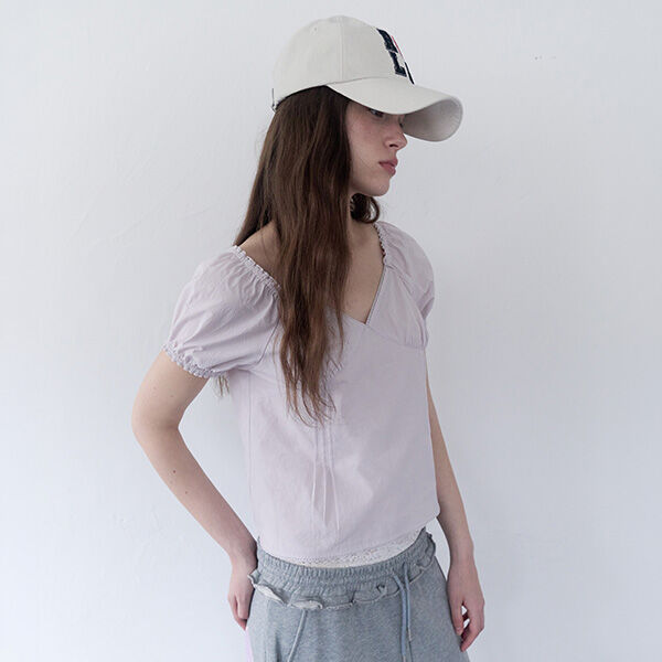 rolarola PUFF SLEEVE SHIRRING BLOUSE LAVENDER