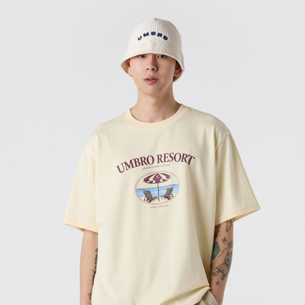 UMBRO Beach Club Arch Lettering Graphic Short Sleeve T-Shirt Ivory (UQ223CRS51)