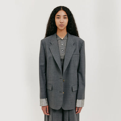 Single-Breasted Blazer - Grey