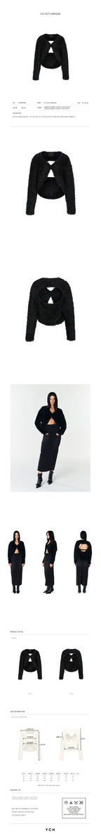 YCH CUT OUT CARDIGAN BLACK (F23KT801BK)