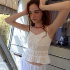 ETMON Smocked Cami Blouse, White