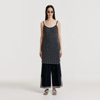 EENK YUTONI Lace Textured Knit Dress - Navy/Cream