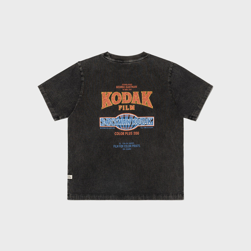 KODAK APPAREL Snow Washed Graphic Short Sleeve T-Shirt Women BLACK