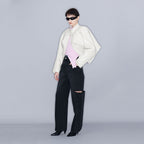 YCH LEATHER BIKER JACKET CREAM (W23JK105CR)