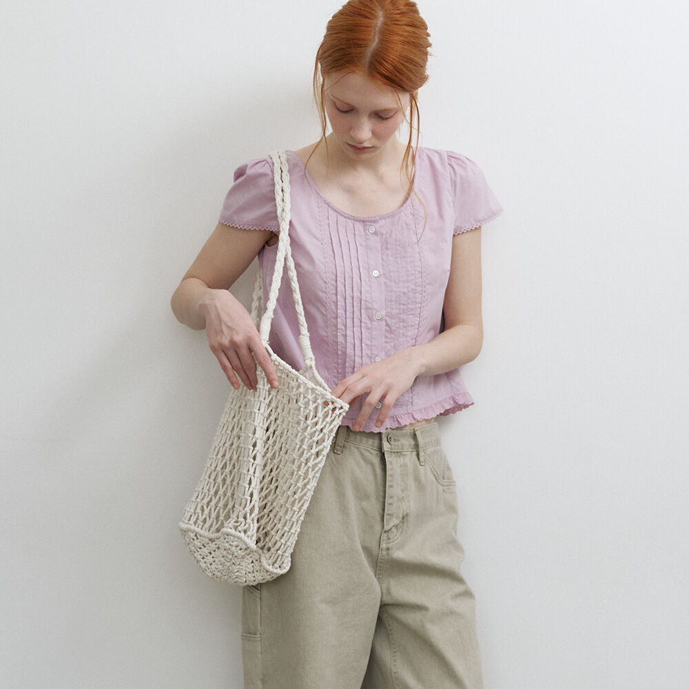 KNOWN BETTER Pin-tuck lace blouse [KNSS09BL18]_Lavender