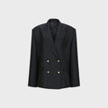 YCH DOUBLE-BREASTED SILK-BLEND BLAZER NAVY (F24JK1121NV)