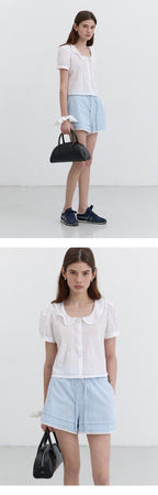 DUNST FRILL COLLARED BLOUSE WHITE_UDBL5B225WT