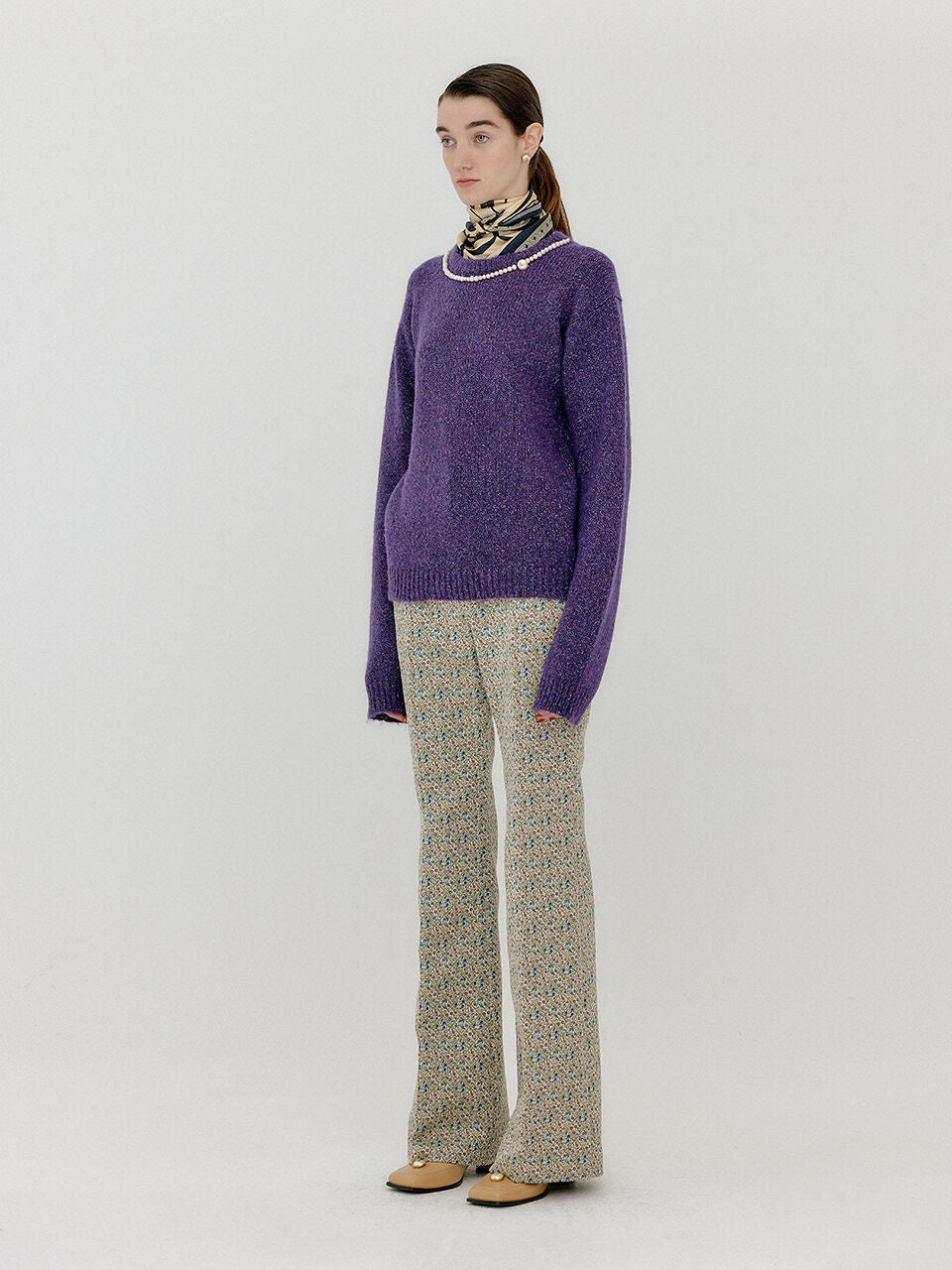 EENK EENK VACKLYN Pearl Trim Knit Pullover - Purple