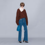 YCH CABLE-KNIT JUMPER BROWN (W23KT807BR)