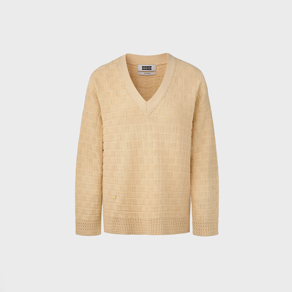 EENK Logo Jacquard Knit Pullover - Beige