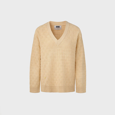 Logo Jacquard Knit Pullover - Beige