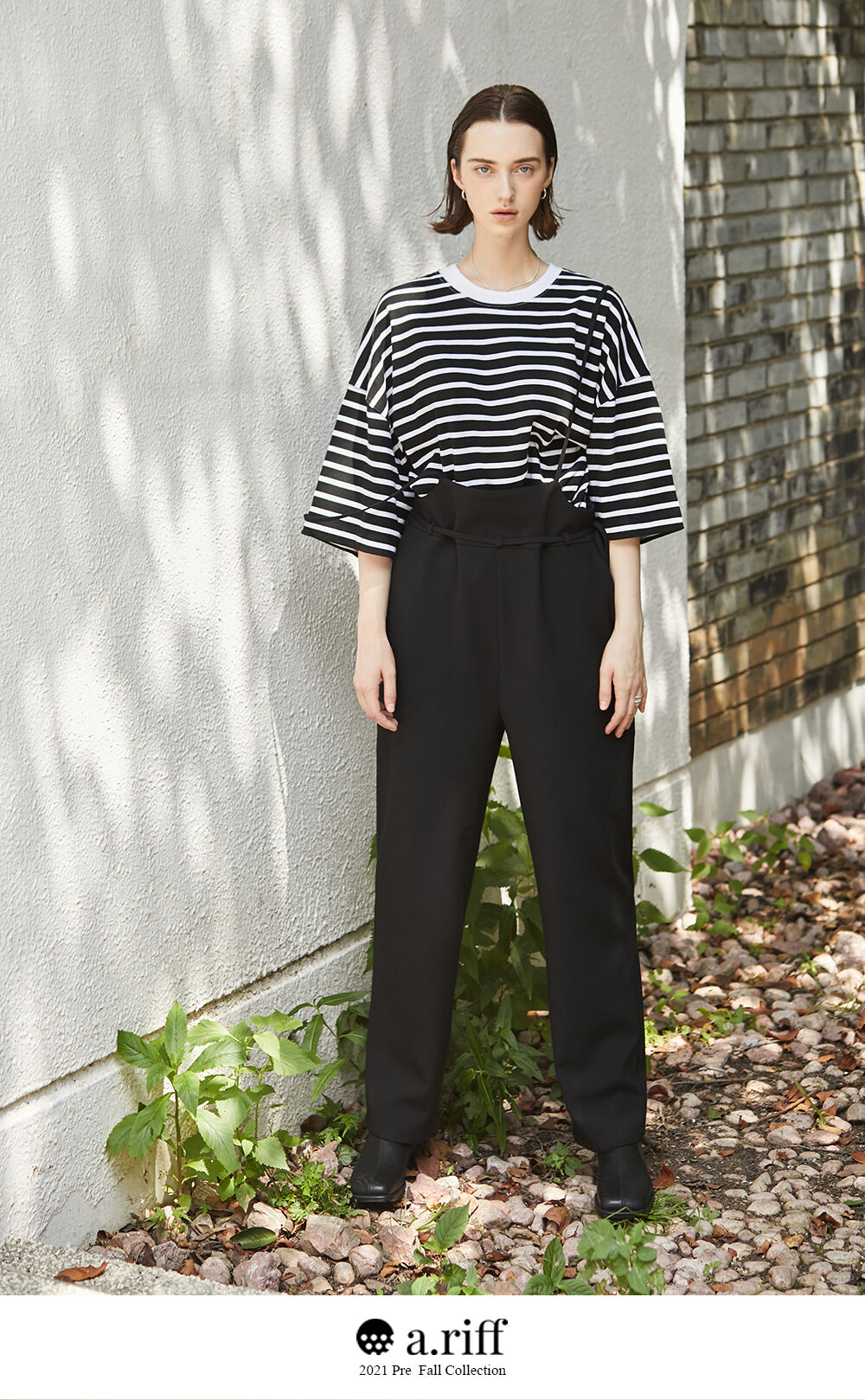 ariff low overall pants_BLACK