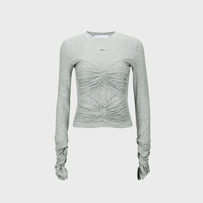 RUCHED TOP MELANGE GREY (F23TO901MG)