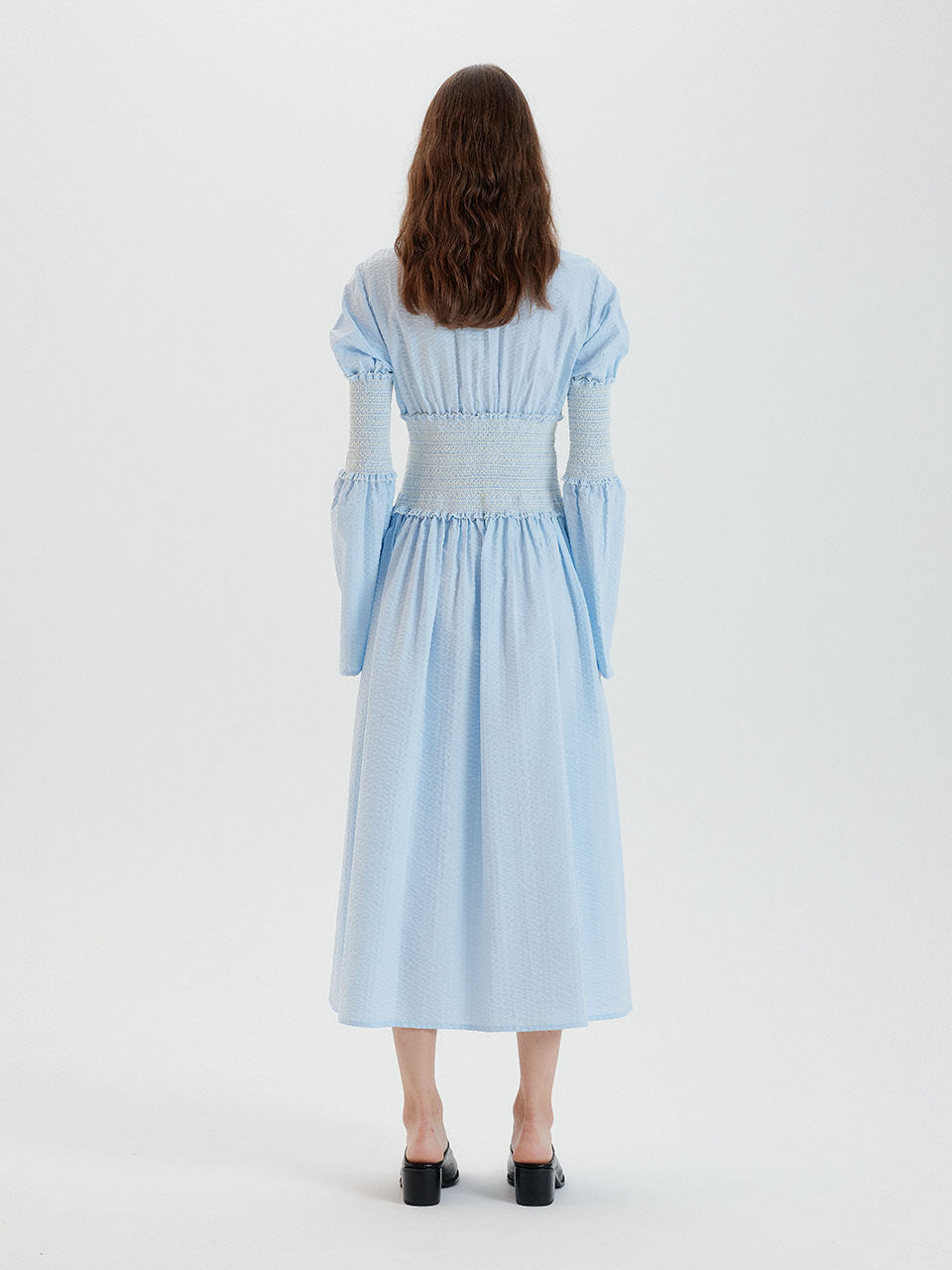 EENK EENK Tiara Smoking Shirt Dress - Sky Blue