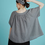 CHIQUITA 6th_Summer check rom blouse black 232304CBK (domestic production)