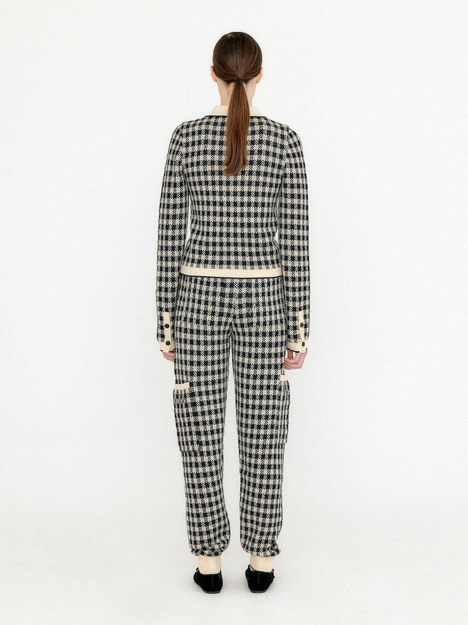 EENK EENK VINK Gingham Check Knit Shirt - Black/Ivory