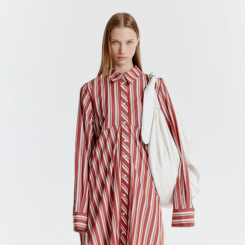 EENK YEVA Stripe Long Shirt - Brown