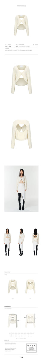 YCH CUT OUT CARDIGAN CREAM (F23KT801CR)