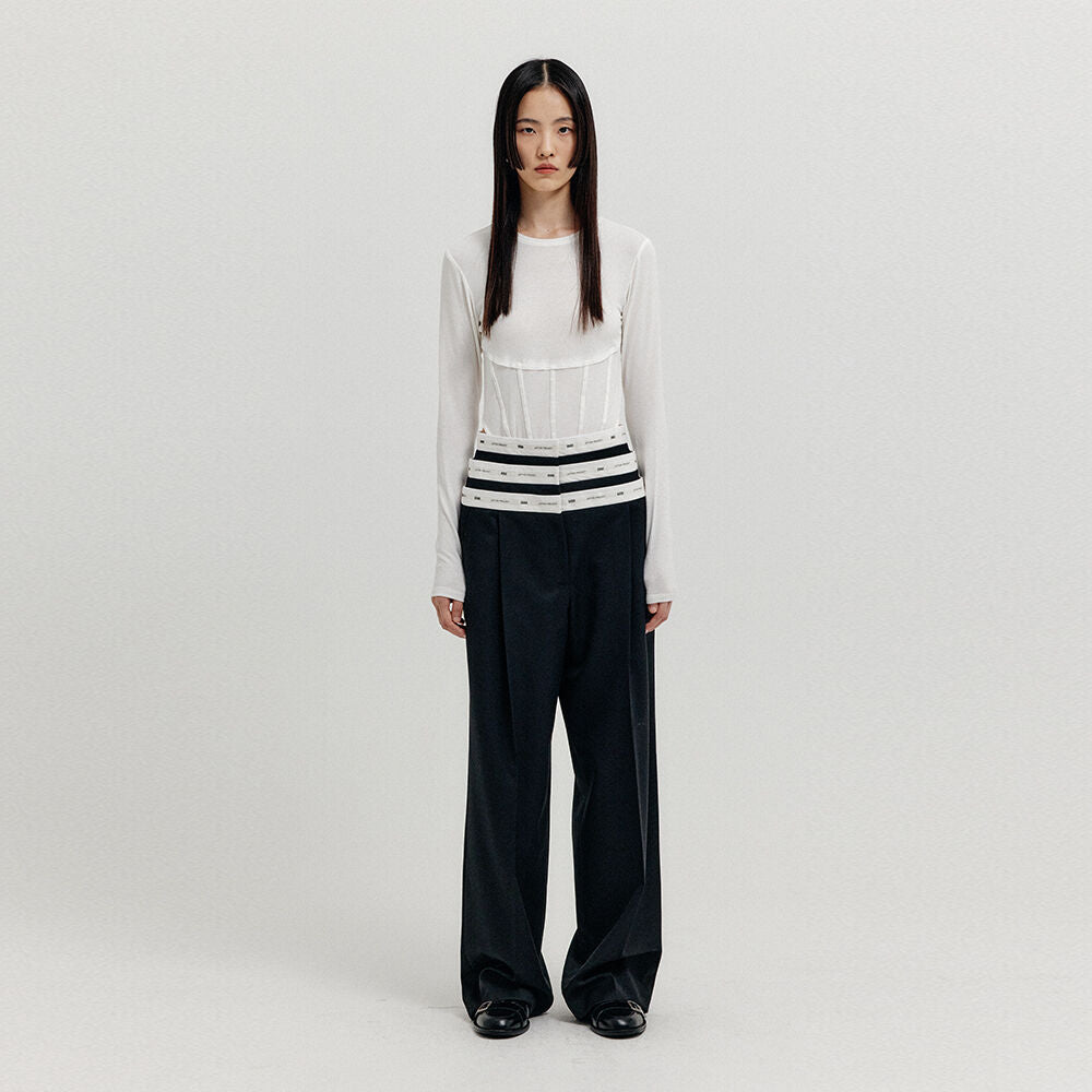 EENK EENK XICKY Waistband Layered Pants - Black