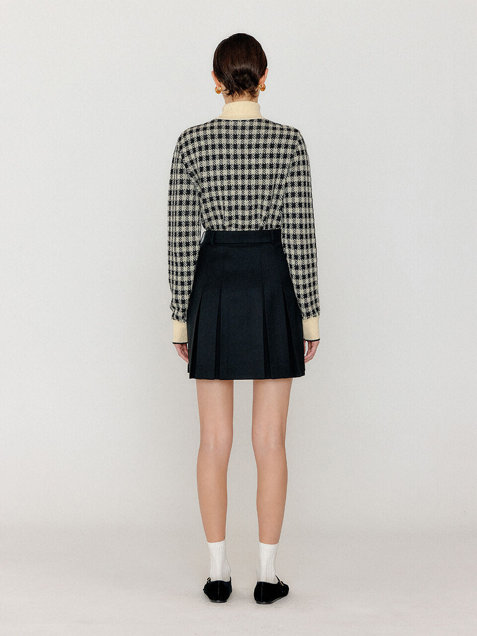EENK VINKY Gingham Check Knit Pullover - Black/Ivory