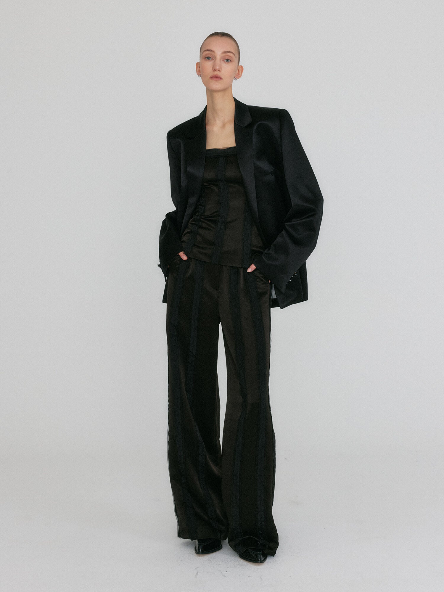 EENK ZILVINE Relaxed Stripe Pants - Black