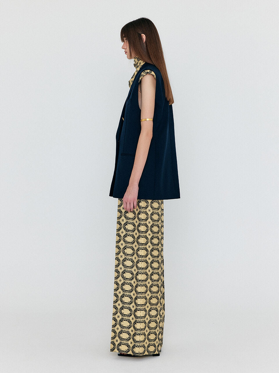 EENK EENK WINSTON Oversized Double-Breasted Vest with Scarf - Navy