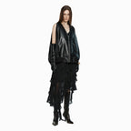 YCH RUFFLE DETAIL DRESS BLACK (W24DJ7031BK)
