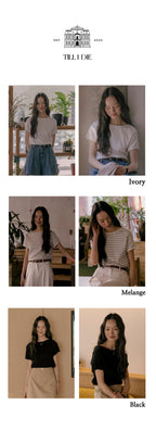 TILLIDIE Bunny half sleeve volume ringer t-shirt_Melange