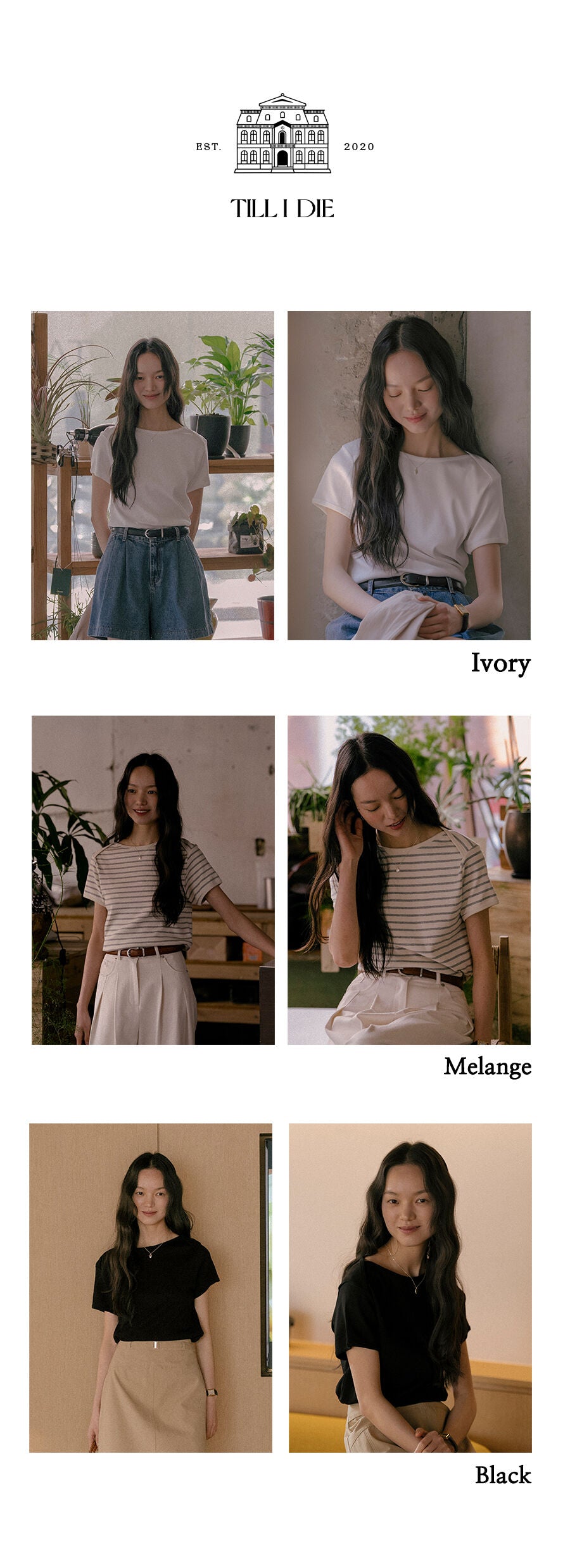 TILLIDIE Bunny half sleeve volume ringer t-shirt_Melange