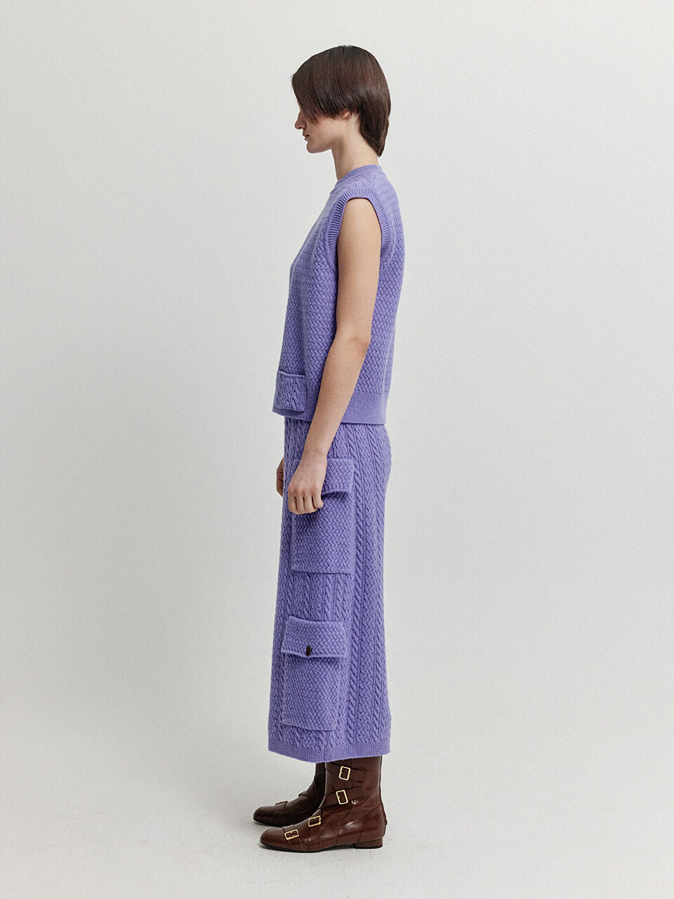 EENK XEA Pocket Cable knit Pants - Purple