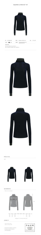 YCH SEQUINNED LAYERED KNIT TOP NAVY (F24TO9012NV)