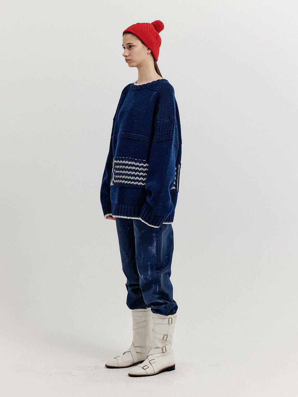 EENK EENK XANTHE Jacquard Knit Pullover - Navy