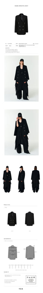 YCH LAYERED DOUBLE-BREASTED JACKET BLACK (F23JK106BK)