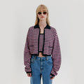 EENK Check Knit Cardigan - Navy/Pink