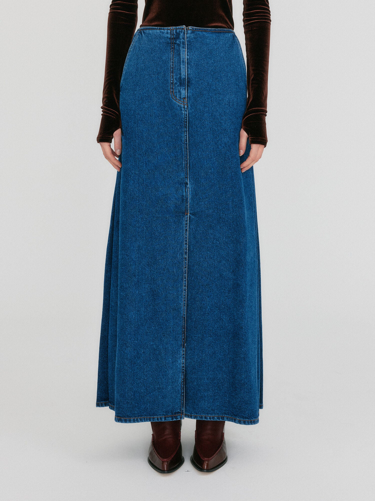 EENK ZOAN Straight Denim Skirt - Blue