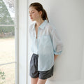 OLIVE DES OLIVE Big pocket sheer striped shirt OW6MB4090