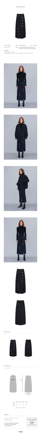YCH BUTTONED MIDI SKIRT NAVY (W23SK504NV)