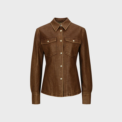 LEATHER SHIRT BROWN (W23BL301BR)