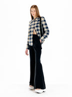 EENK URINA Lettering Jersey Shirt - Ivory/Navy Check