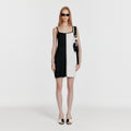 EENK EENK YOOM Stitched Color Block Knit Dress - Black/White